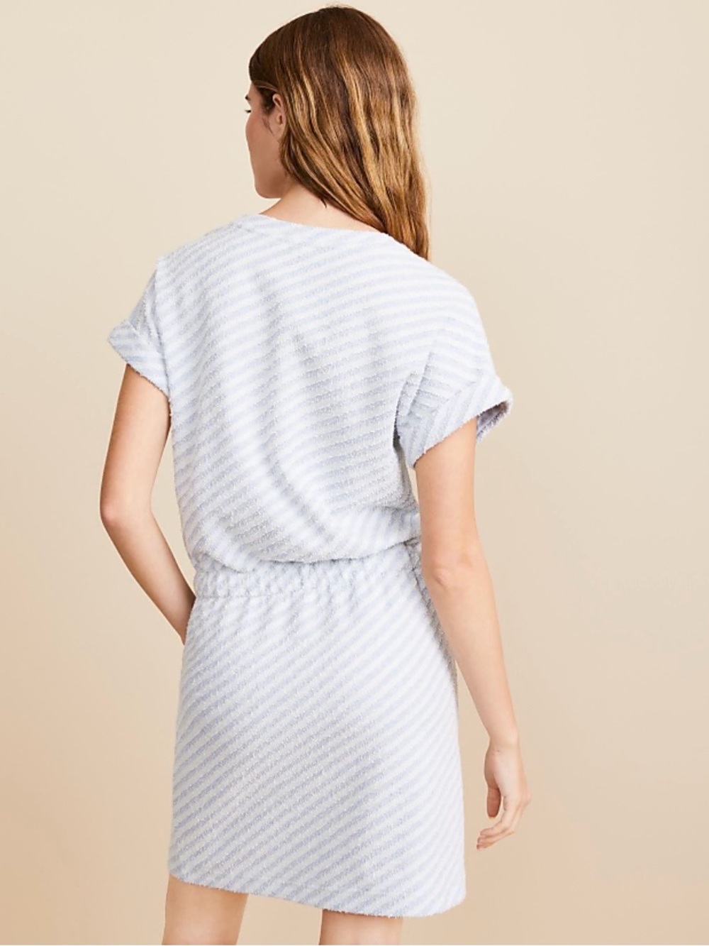 New Lou & Grey Light Blue and White Striped Knit mini dress - Large - Picture 2 of 9